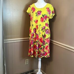 Issac Mizrahi Yellow Pink Sundress Casual Mini